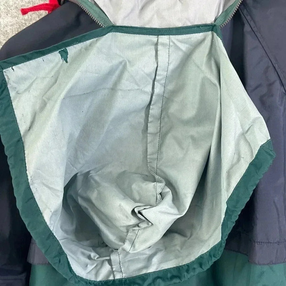Vintage 90s Windbreaker Womens Medium Navy Packable Hood Cranberry Lightweight - Picture 10 of 16